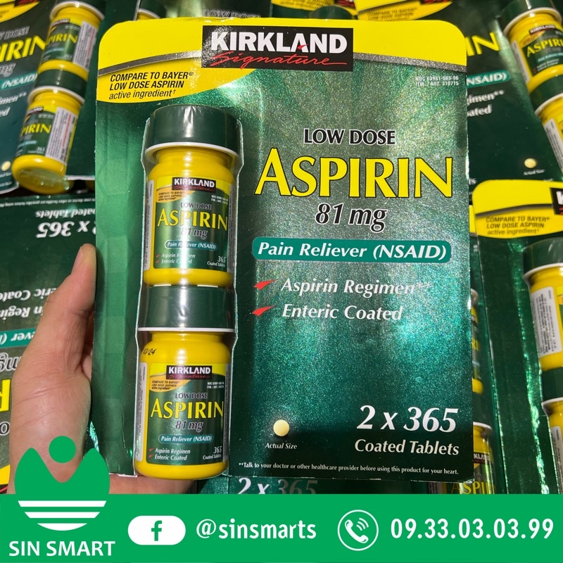 Aspirin 81mg Kirkland Signature lọ 365 Viên của Mỹ