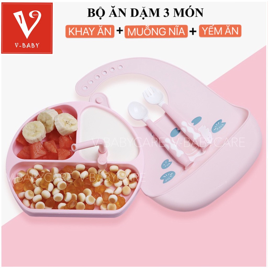 SET ĂN DẶM CHO BÉ : KHAY ĂN + MUỖNG NĨA + YẾM + ỐNG HÚT ( KÈM HÌNH THẬT )