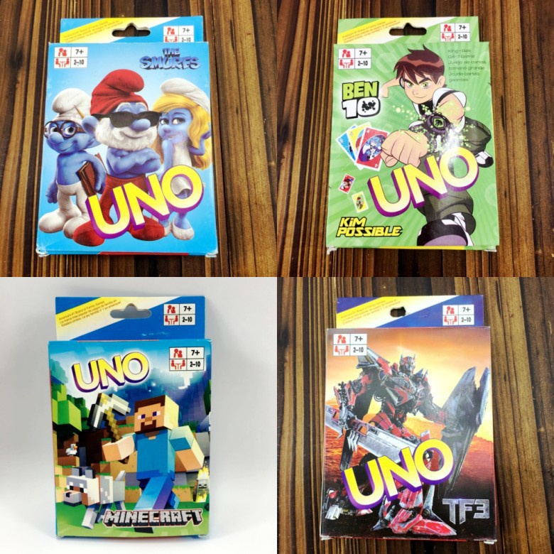 Thẻ bài Uno In Hình Hoạt Hình Bộ bài trò chơi Uno Classic, Wild, Skip Bo, Flip, Phase 10, DOS, BTS, Harry Porter,Supe