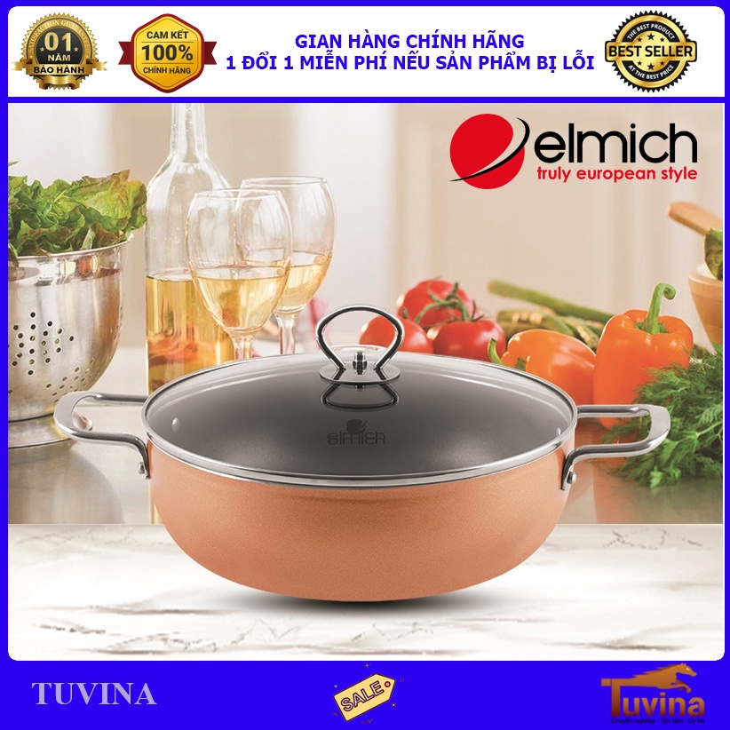 Nồi Lẩu Nhôm Chống Dính Vân Đá Đáy Từ Smartcook Elmich 5552KMB -26cm   GIAO MÀU NGẪU NHIÊN