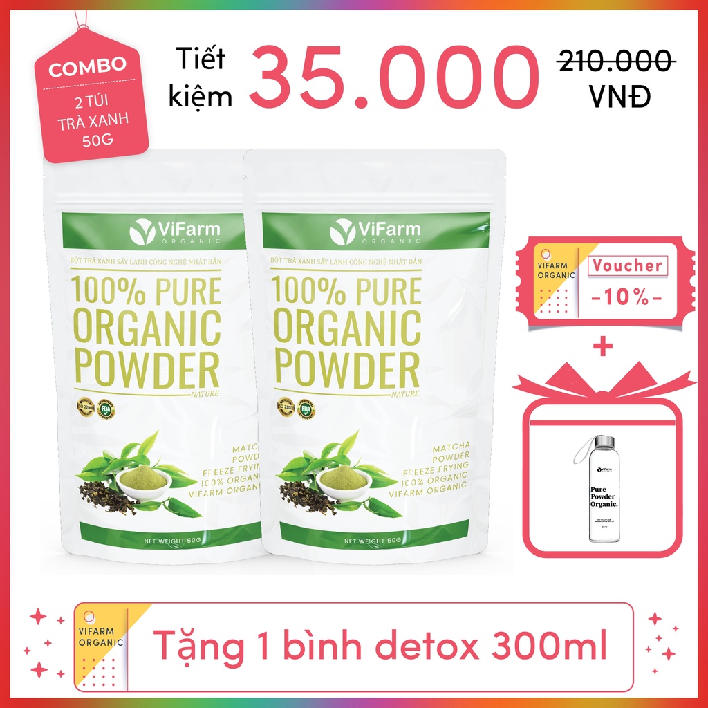 Bột Trà Xanh Matcha Nguyên Chất ViFarm 50Gram Sấy Lạnh Công Nghệ Nhật Bản, Bột Matcha Trà Xanh Làm Bánh, Đắp Mặt