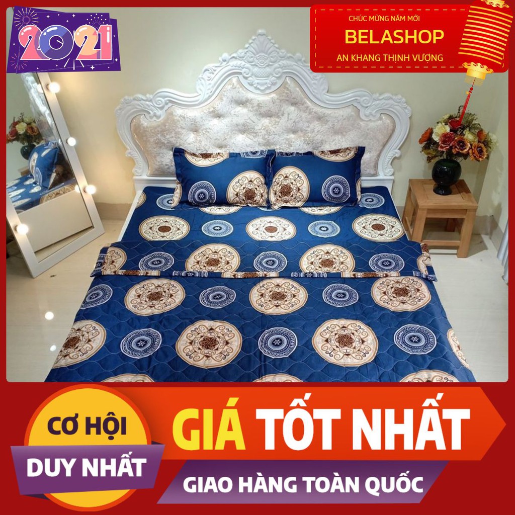 Chăn hè thu trần bông 3 lớp poly,mền trần bông,hàng có sẵn tại tphcm,mẫu trống xanh