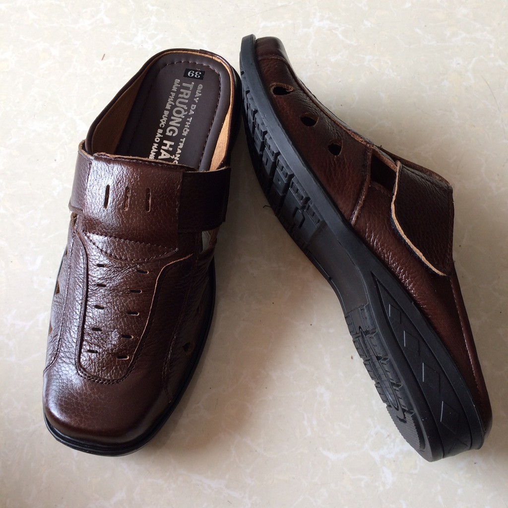 Dép bít đầu da bò cao cấp mùa hè Trường Hải TH164