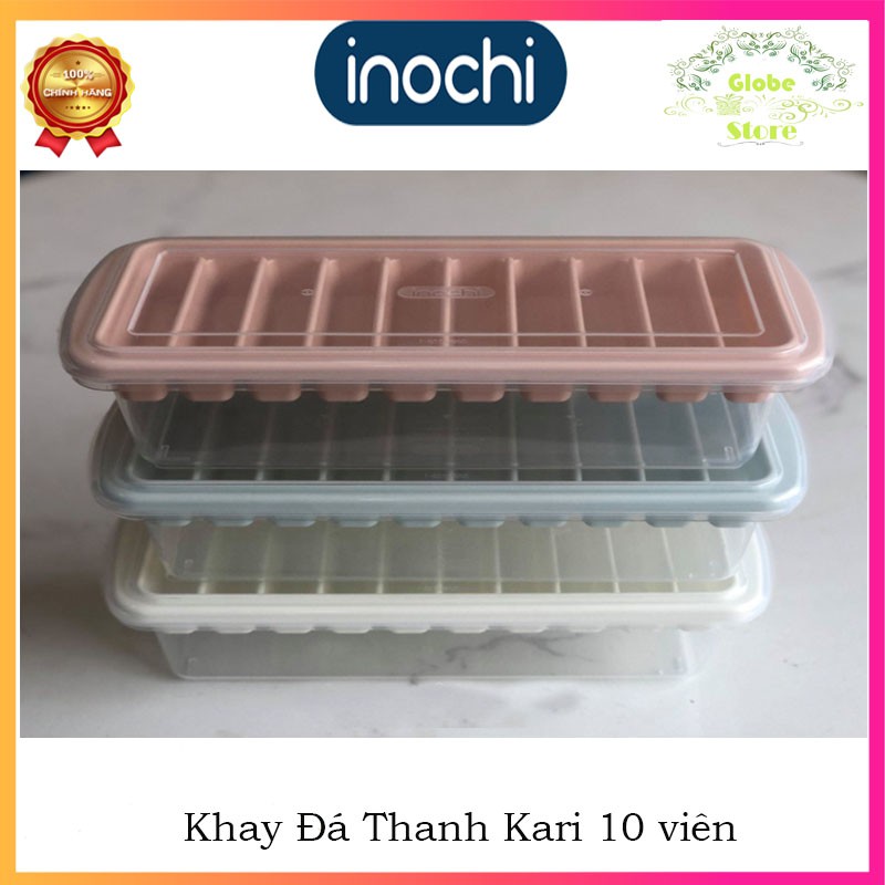 Khay Làm Đá Tủ Lạnh Cao Cấp Thanh 10 Viên Có Nắp Nhựa Bảo Vệ KARI INOCHI