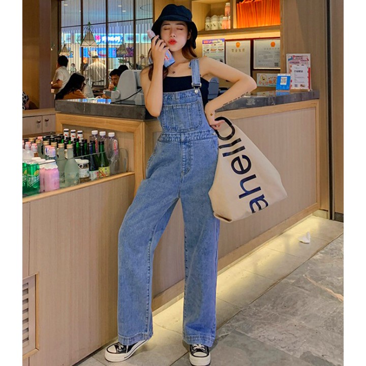 [TRỢ SHIP ĐƠN 50K] Quần yếm jean dài suông rộng thoải mái, vải dày không co dãn chuẩn hàng Quảng Châu YD03 | BigBuy360 - bigbuy360.vn