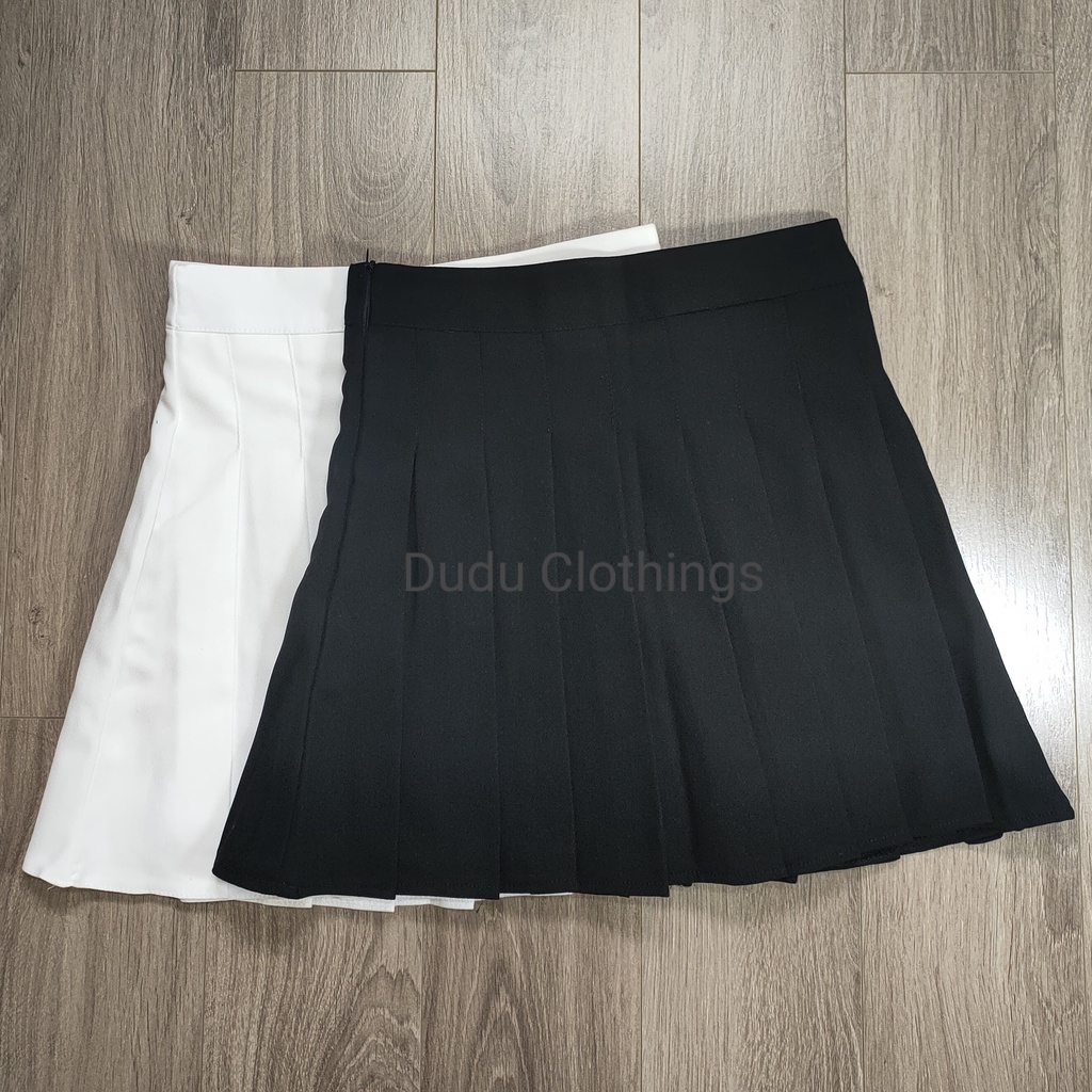 Chân Váy Tennis Xếp Ly Lưng Cao Năng Động Đen và Trắng CV02