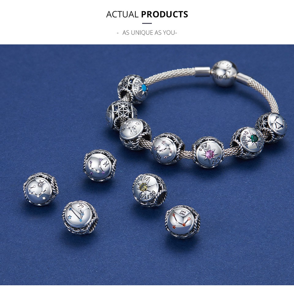 Hạt xỏ BAMOER SCC1725 chất liệu bạc 925 phong cách 12 chòm sao độc đáo hợp thời trang