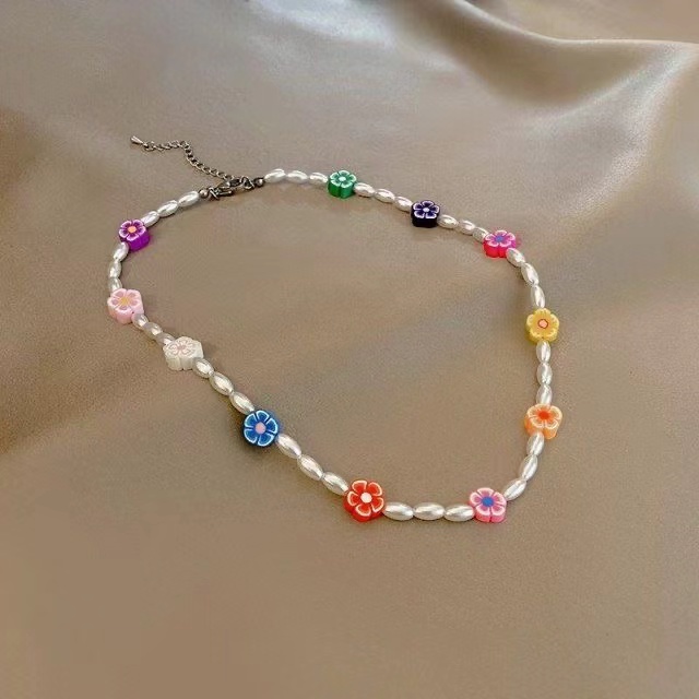 Vòng cổ iF YOU mặt hoa đất sét nhiều màu sắc phong cách Hàn Quốc dành cho nữ