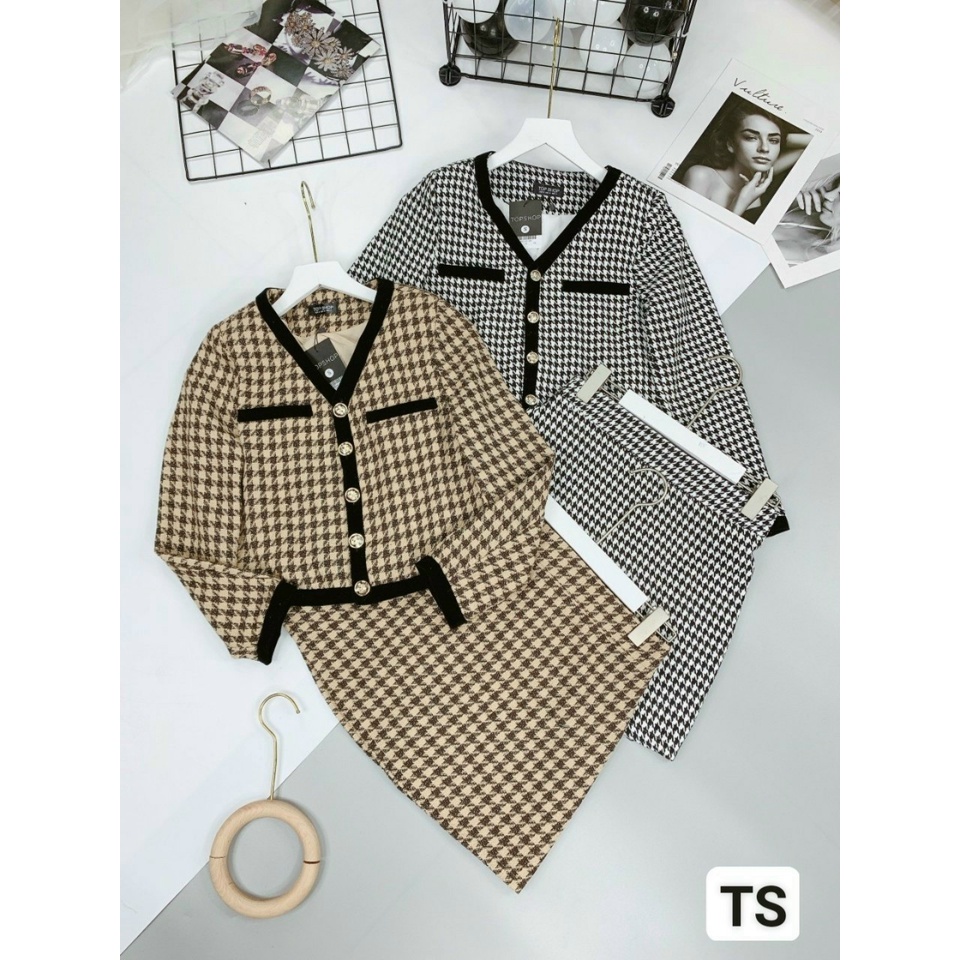 Set áo dạ ziczac kèm chân váy chữ A sang trọng cá tính | BigBuy360 - bigbuy360.vn