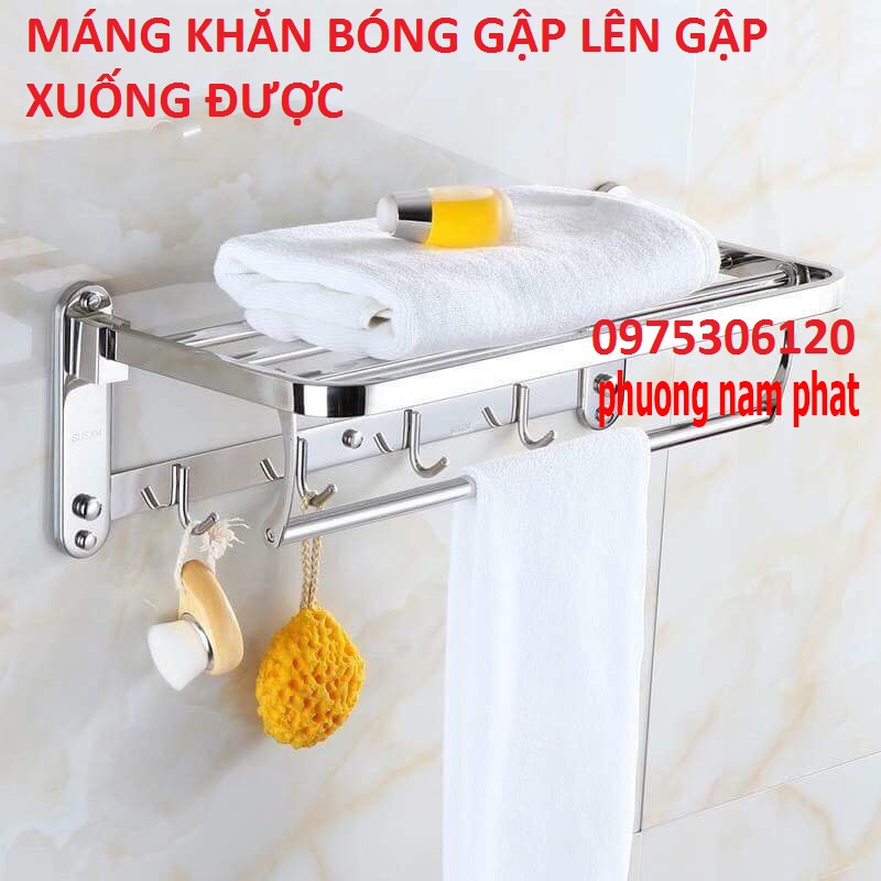 [GẬP LÊN GẬP XUỐNG ĐƯỢC] Thanh Treo Khăn Tắm ĐA NĂNG 100% INOX 304 trong nhà tắm MKT8 MÁNG KHĂN BÓNG