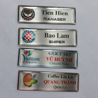 Biển tên đeo áo cố định inox trắng