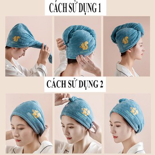 khăn cuốn tóc gội đầu tự khô