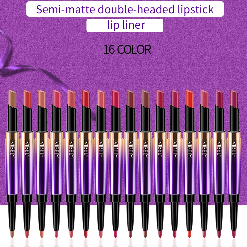 [Hàng mới về] Son Môi Hai Đầu Dạng Xoay Tự Động Màu Sắc Thời Trang Vibely