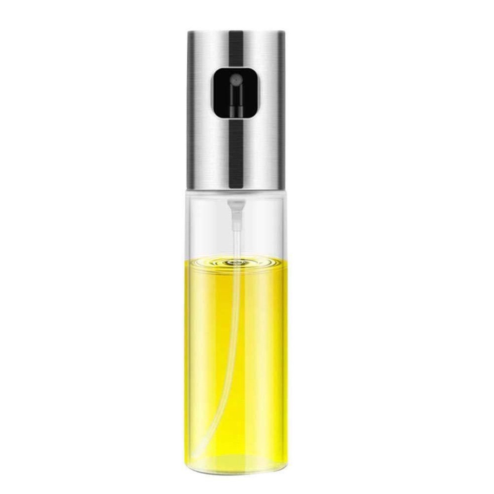 Bình xịt dầu ăn phun sương cho nồi chiên không dầu, nướng, chai xịt dầu ăn 100ml nắp Inox thân thủy tinh