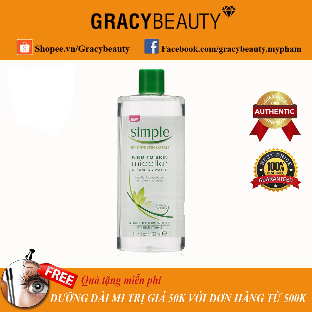 Nước tẩy trang Simple Micellar Cleansing Water 400ml