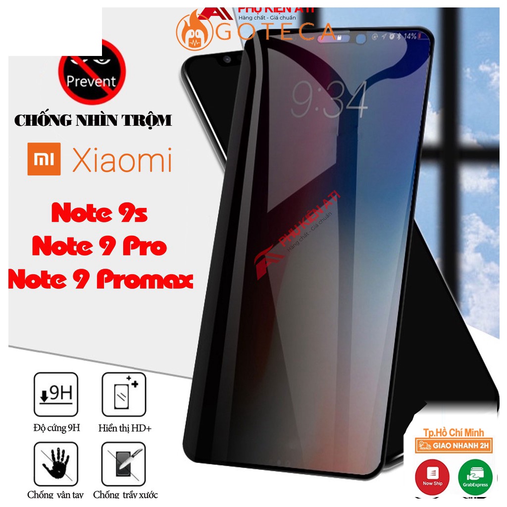 Kính cường lực Xiaomi Redmi Note 9s/ Note 9Pro Chống nhìn trộm-Độ trong suốt cao, Hạn chế vân tay-Bảo vệ sự riêng tư