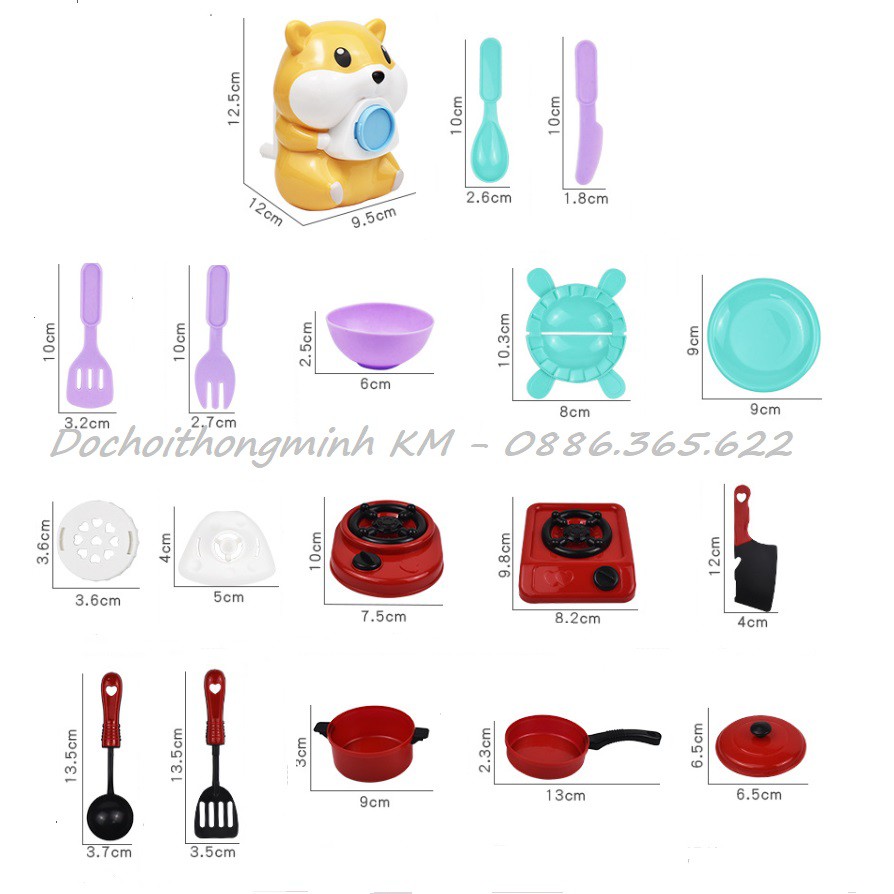 Máy làm mỳ đất nặn chuột Hamster kèm đồ chơi nhà bếp