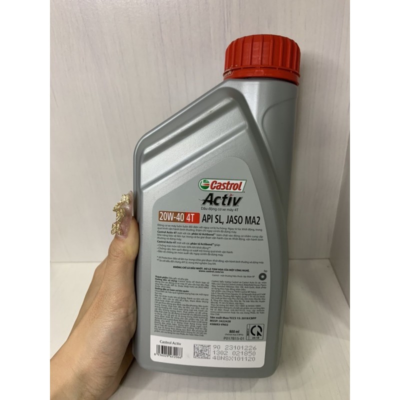 Nhớt XE SỐ Castrol Activ 4T, SAE 20W40, API SL, JASO MA2