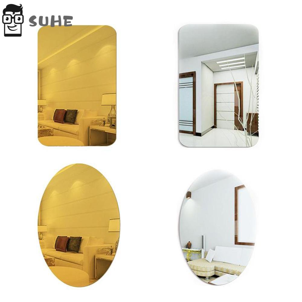 Miếng Dán Tường / Cửa Kính Bằng Acrylic Tráng Gương Hình Chữ Nhật Phản Quang Nhiều Màu Tùy Chọn Có Thể Tháo Gỡ Trang Trí Phòng Khách / Phòng Tắm