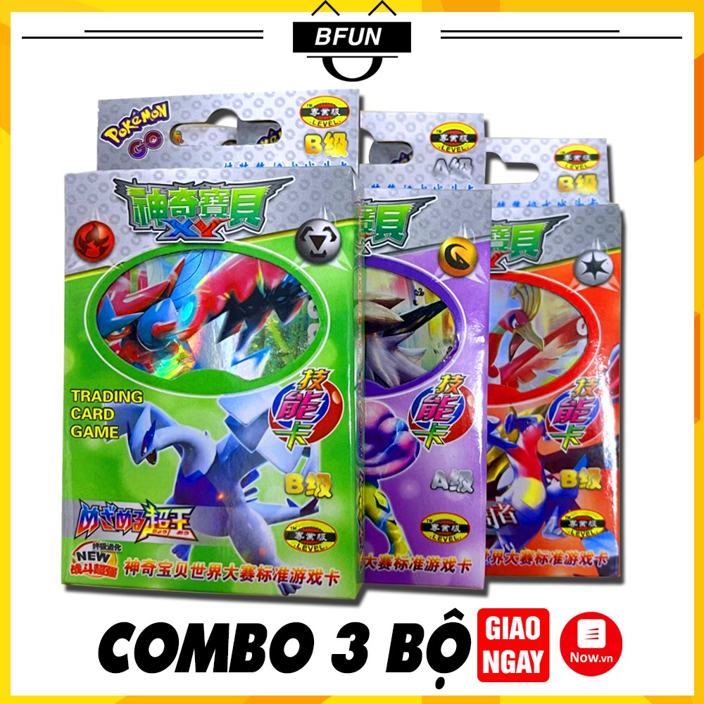 (COMBO 3 BỘ) Bài Pokemon - 37 Thẻ Bài, Game Card, Giấy Cứng Cao Cấp - Đồ Chơi Trẻ Em BFUN