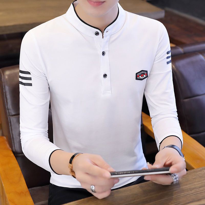 Áo Thun POLO 95% Cotton Tay Dài Dáng Ôm Thời Trang Mùa Thu Cho Nam