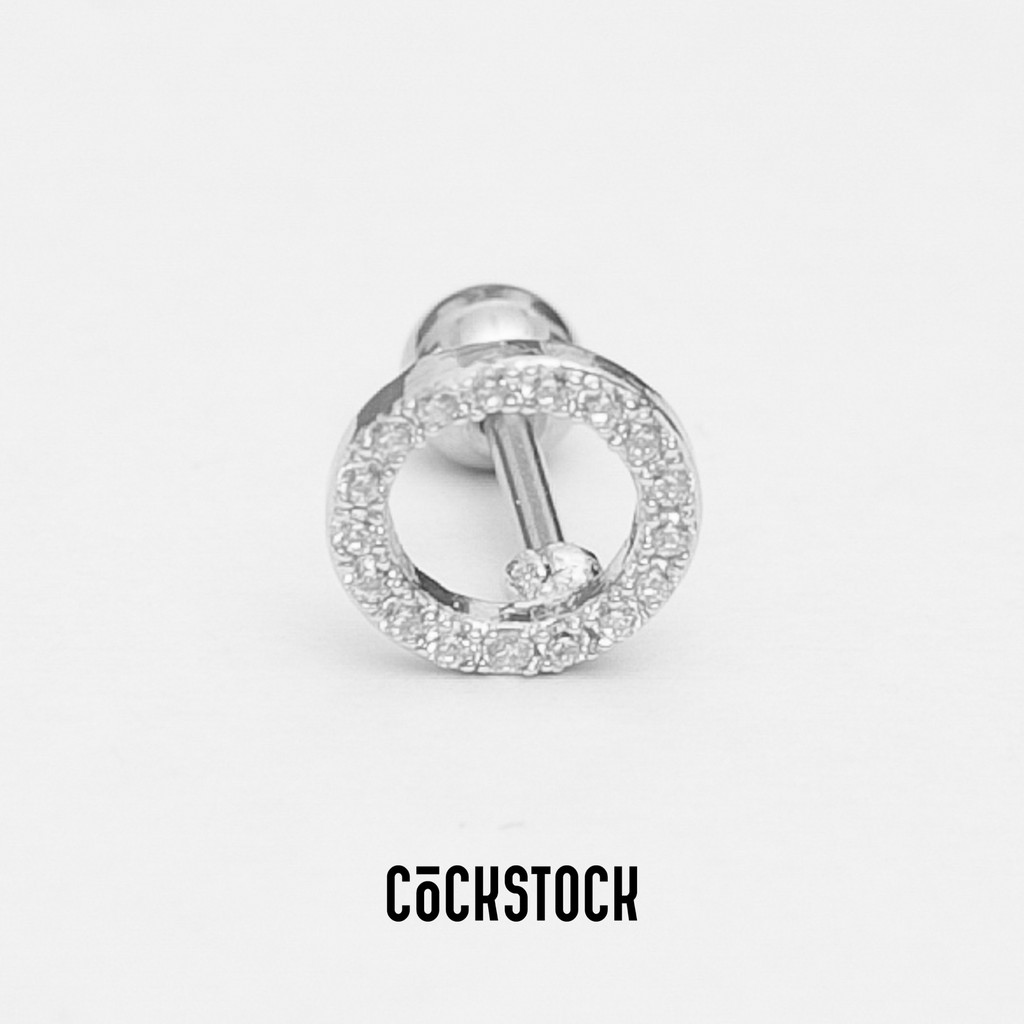 Khuyên tai vòng gắn đá lấp lánh ROUND MINIMAL BLINK EARRING ( giá 1 chiếc )