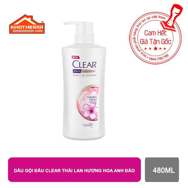 Dầu Gội Clear Thái Lan 480ml hương hoa anh đào (Mẫu Mới 2019)