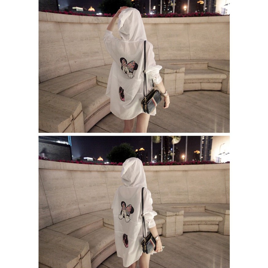 ❦xiaomonv2021❦ Áo sơ mi khoác phối nón hoạ tiết hình chuột Mickey cho nữ mùa hè | BigBuy360 - bigbuy360.vn