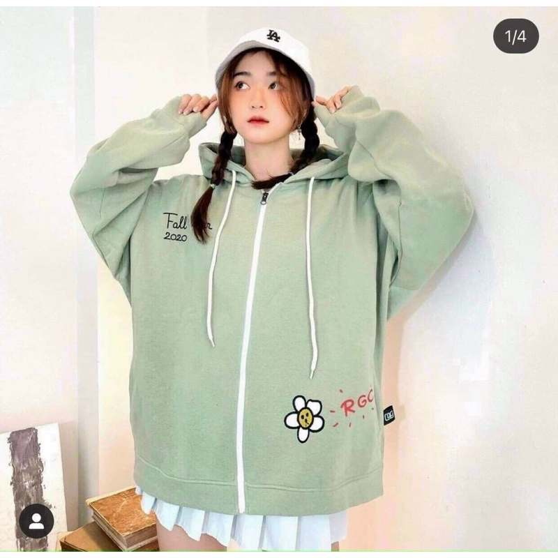 ÁO KHOÁC Nỉ Đôi Bạn Thân 💐 CÓ Mũ Kèm Khoá Kéo Hoạ Tiết Bông Hoa Nhỏ Vải Nỉ Mềm Nha