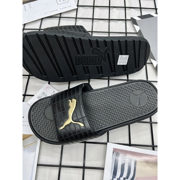 [CHÍNH HÃNG] DÉP PUMA COOL CAT ECHO ĐEN GOLD SLIDE SANDAL - DÉP QUAI NGANG SIÊU ÊM