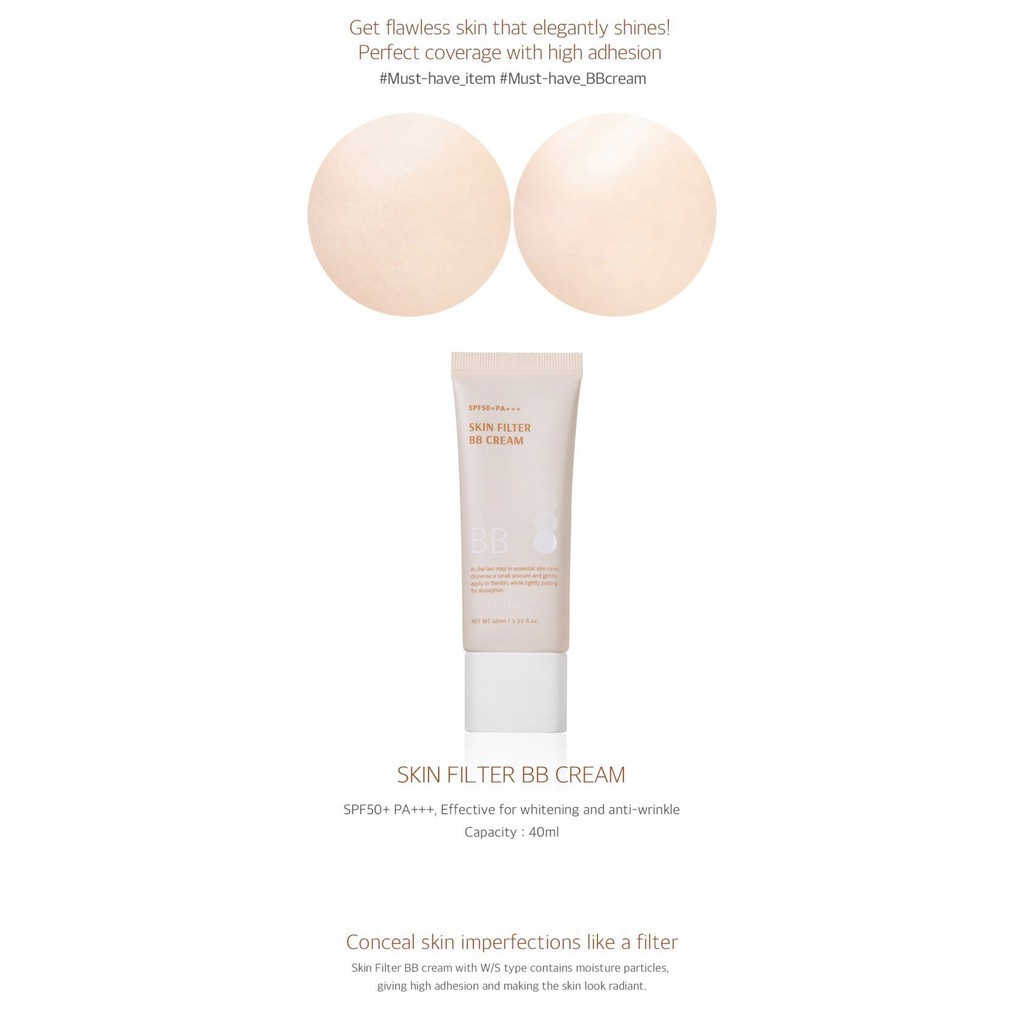 KEM BB B.O.M SPF50 PA SKIN FILTER BB CREAM 40ML CHÍNH HÃNG - 7195