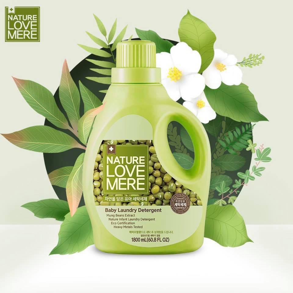 NƯỚC GIẶT/XẢ QUẦN ÁO TRẺ EM NATURE LOVE MERE MUNG BEAN 1800ml/1300ml