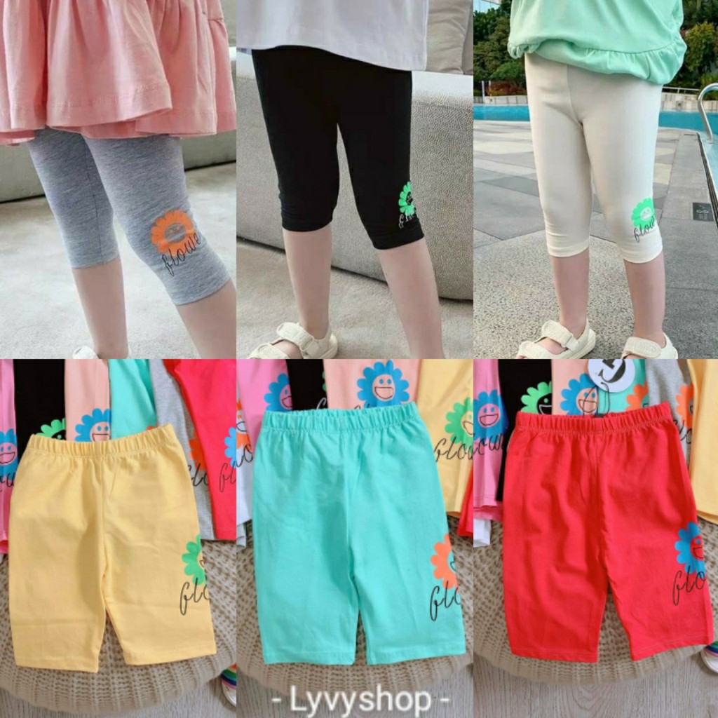 Lyvyshop - (Cotton SG chính phẩm) Quần legging lửng siêu dễ thương cho bé 09-23kg