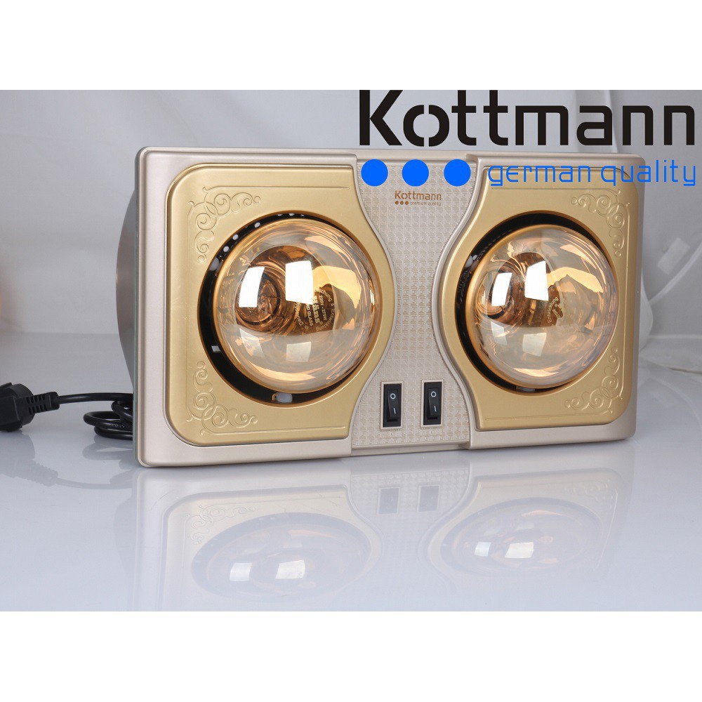 Đèn sưởi Kottmann 2 bóng K2BH chính hãng (có bảng đặc điểm nhận biết hàng chính hãng) - Bảo hành 36 Tháng chính hãng