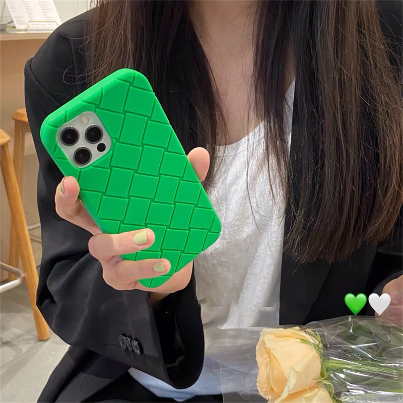 Ốp Điện Thoại Silicon Mềm Vân Đan Chéo 3D Kiểu Hàn Quốc Cho iPhone 13 12 11 Pro XS Max Mini X XR 7 8 Plus SE
