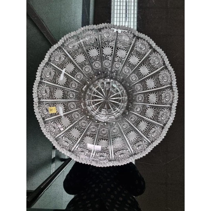 Bồng pha lê cao cấp Bohemia Hoa văn mài M57, đk 25,30 cm - Pha lê chính hãng sản xuất tại Séc