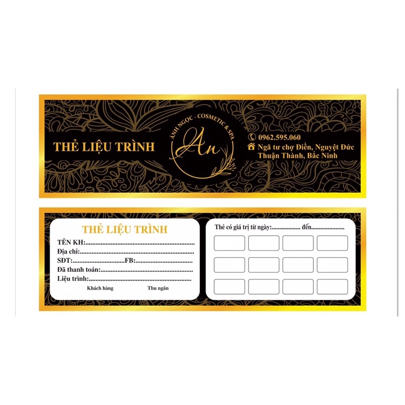 thẻ liệu trình, thẻ bảo hành spa.