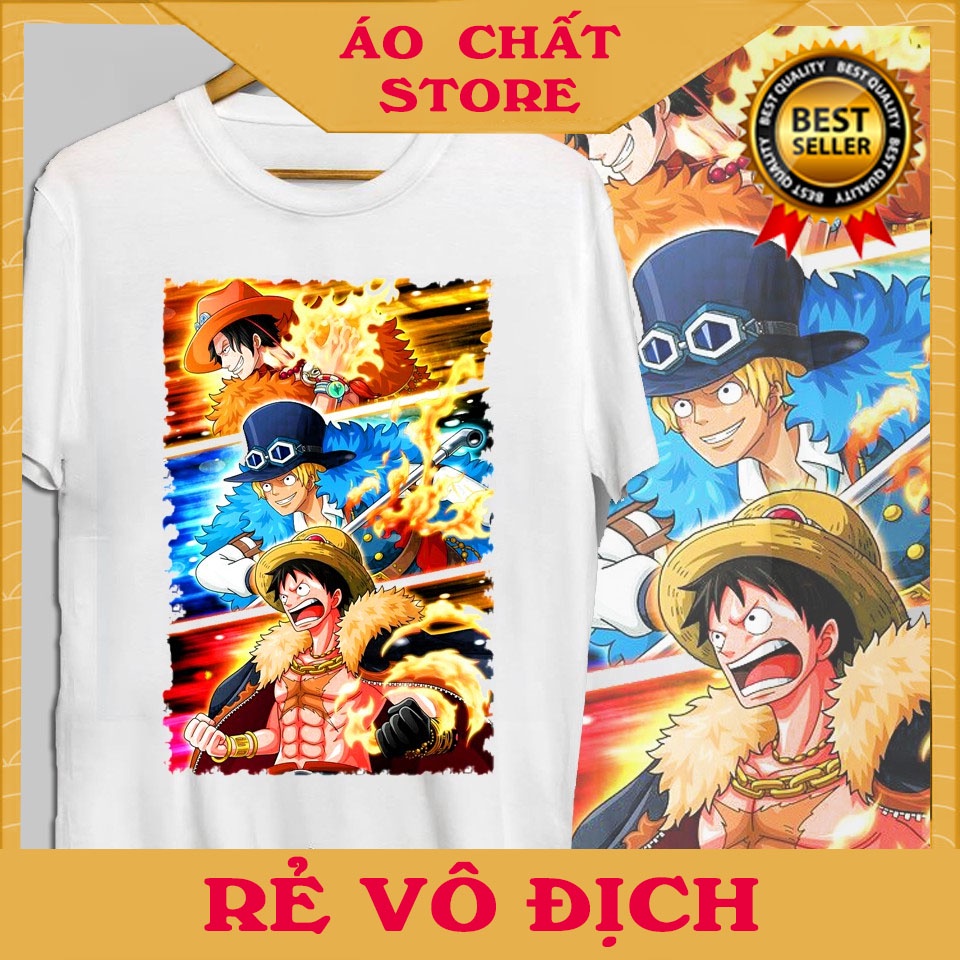 Áo Thun In Hình One Piece Luffy, ACE, Sabo anime manga - Băng mũ rơm cực chất giá rẻ mẫu HOT bán chạy