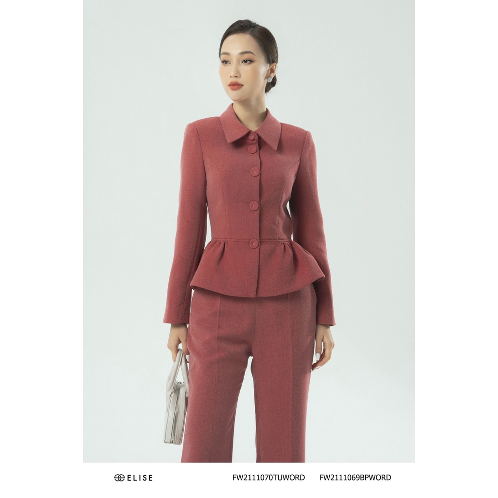 Áo vest xốp đỏ nhún eo thiết kế Elise FW2111070TUWORD