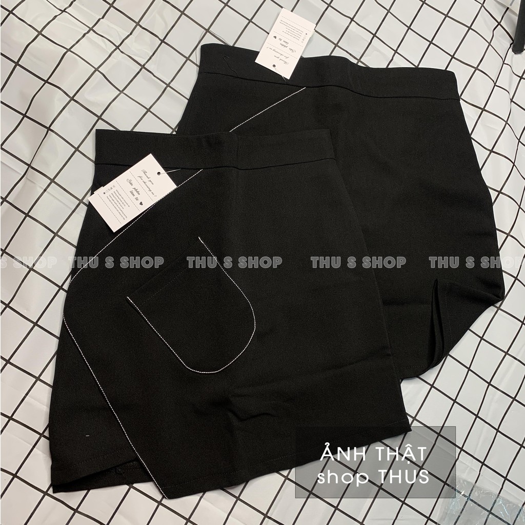 [Mã FAMANU82 giảm 10% đơn 0đ] Chân váy A dáng ngắn túi lệch viền chỉ nổi THUS, Váy kiểu cạp lưng cao cá tính | BigBuy360 - bigbuy360.vn