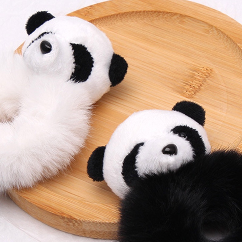 ✿ Dây Cột Tóc Lông Nhung Co Giãn Hình Gấu Trúc Hoạt Hình