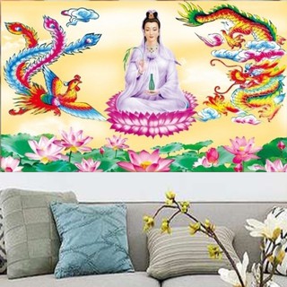 Tranh thêu Quan Âm Bồ Tát long phụng LV3059 - kích thước: 67 * 43cm. (TRANH CHƯA LÀM)