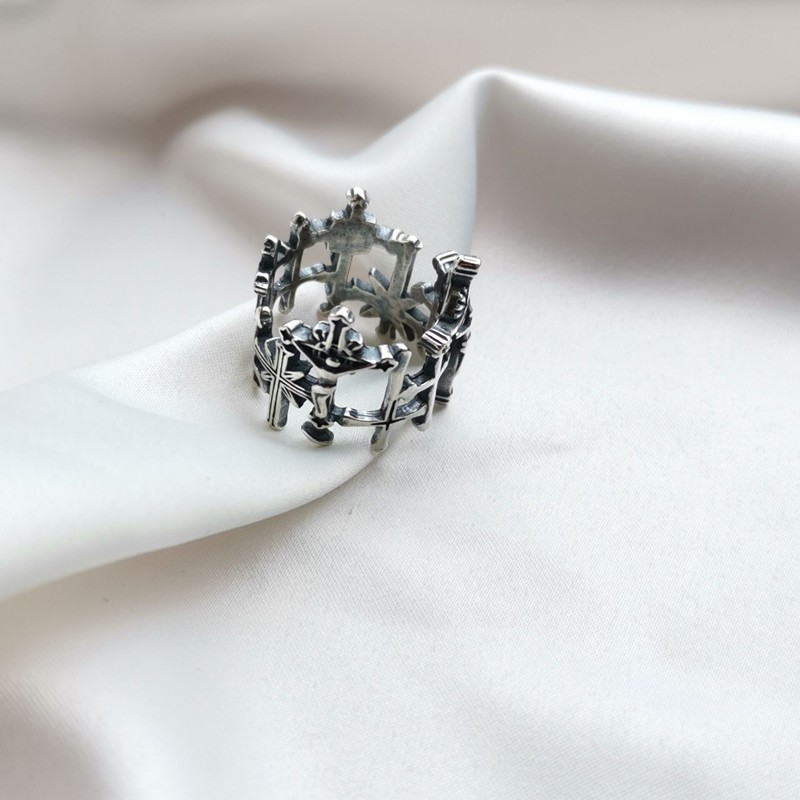 Nhẫn B796 Hình Thánh Giá Phong Cách Retro Âu Mỹ