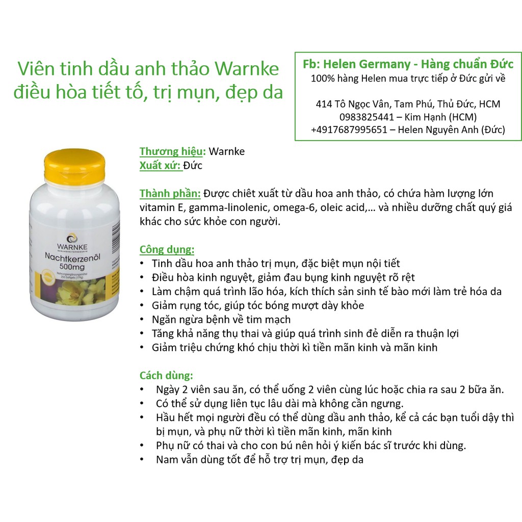 [Quà 300k đơn 1000k] Dầu anh thảo đẹp da đều kinh Warnke - Chính hãng Đức | BigBuy360 - bigbuy360.vn