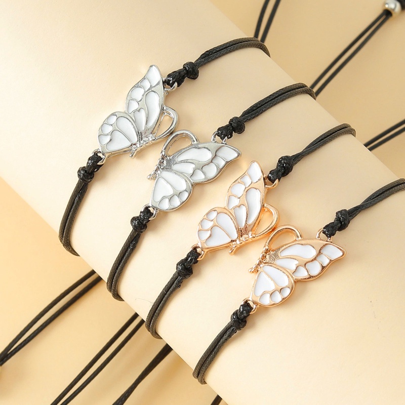 Set 2 Vòng Tay Dây Bện Mặt Hình Bướm Dành Cho Cặp Đôi / Tình Bạn