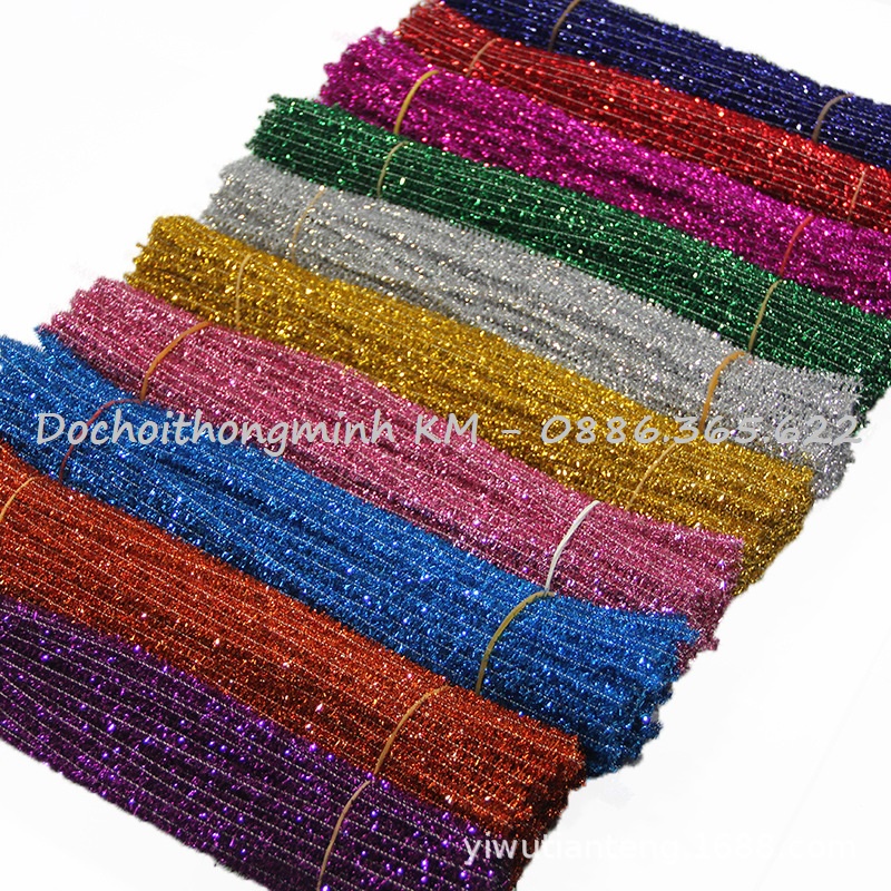 Set 100 sợi kẽm kim tuyến lấp lánh đủ màu trang trí
