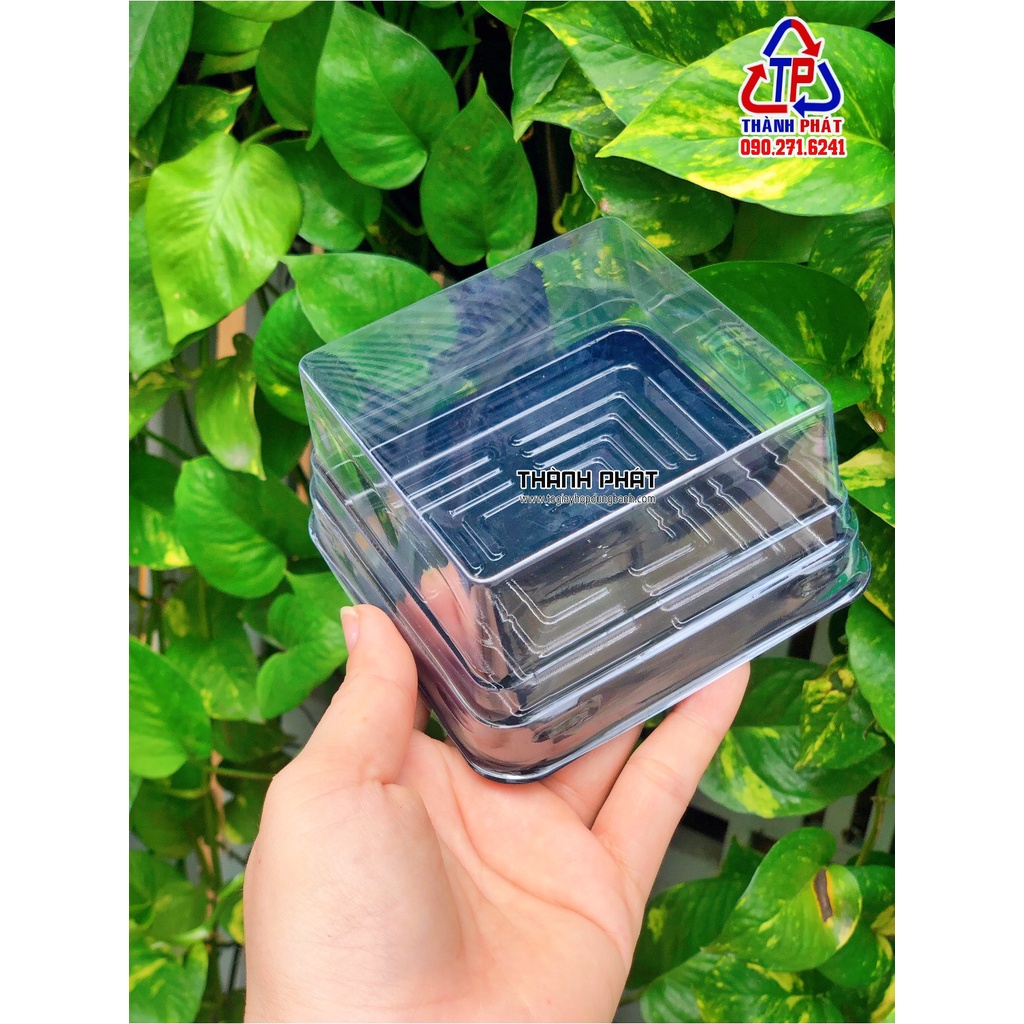 50 Hộp nhựa vuông XY10-10 đựng bánh trung thu 180g -200g- 250g