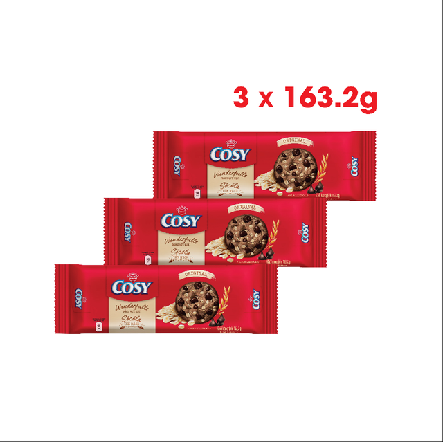 [Mã KINHDO187 giảm 20K ĐH 150K]Combo 3 gói bánh quy Cosy Wonderfulls Sôcôla Yến Mạch vị truyền thống, 3x163.2g