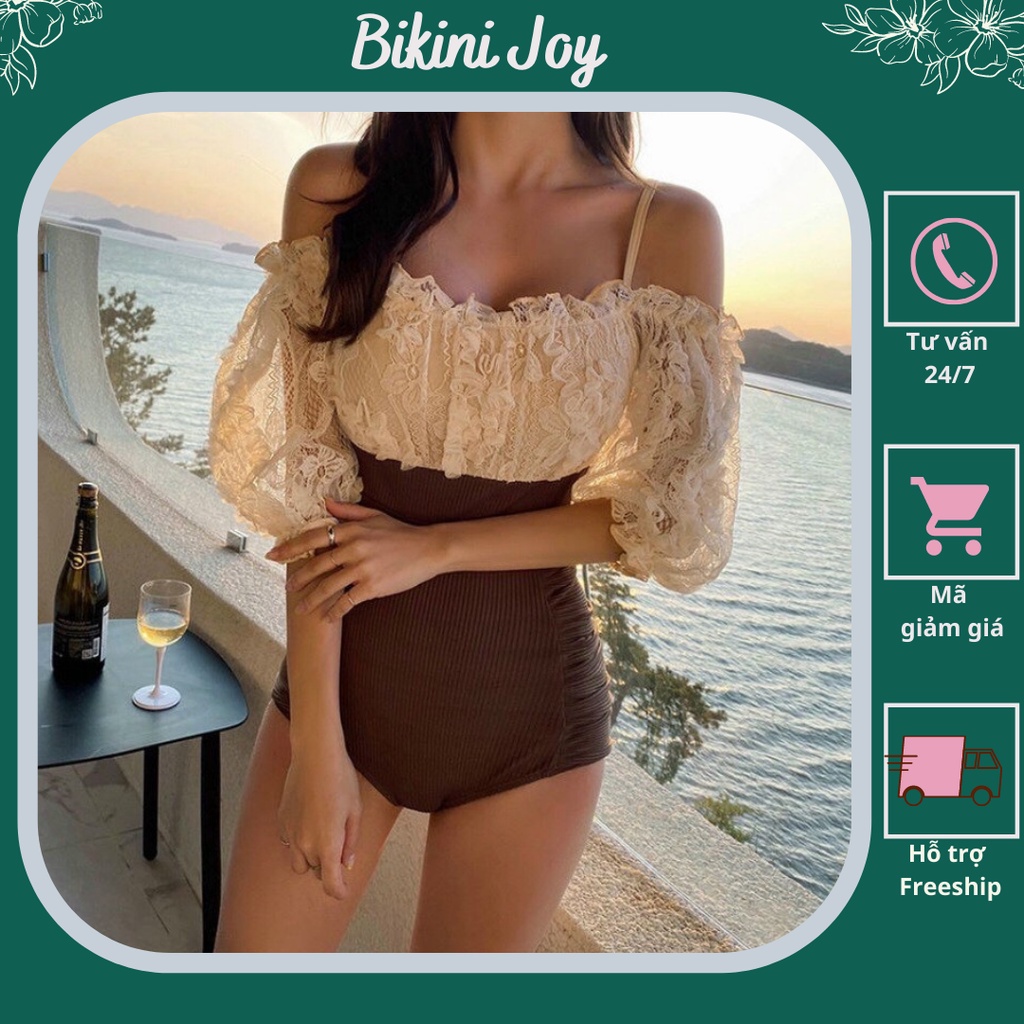 Bikini❤ FREESHIP❤ liền mảnh phối ren tay bèo cao cấp