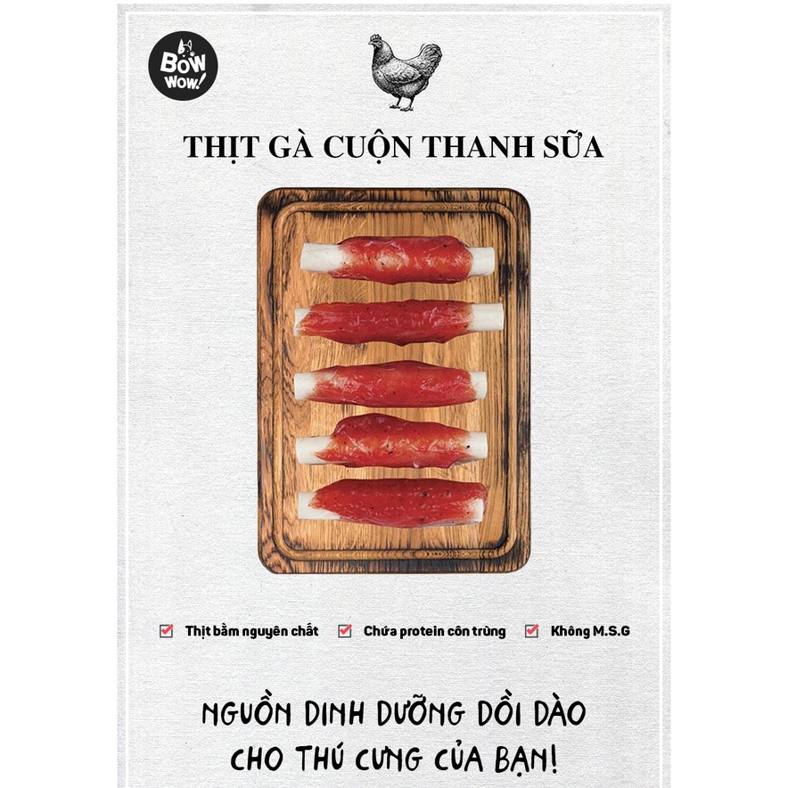 [DINH DƯỠNG CAO CHO CHÓ] Thịt cuộn thanh sữa cho chó BOWWOW 80g - Ăn vặt cho chó - Snack cho chó